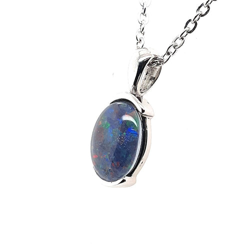 Mixed Metal Australian Opal Doublet Necklace - 